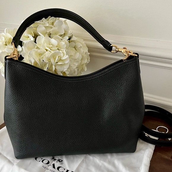 Coach Black Laurel Shoulder Bag Soft Pebble Leather Gold Hardware Two Straps 🖤 - Picture 5 of 12